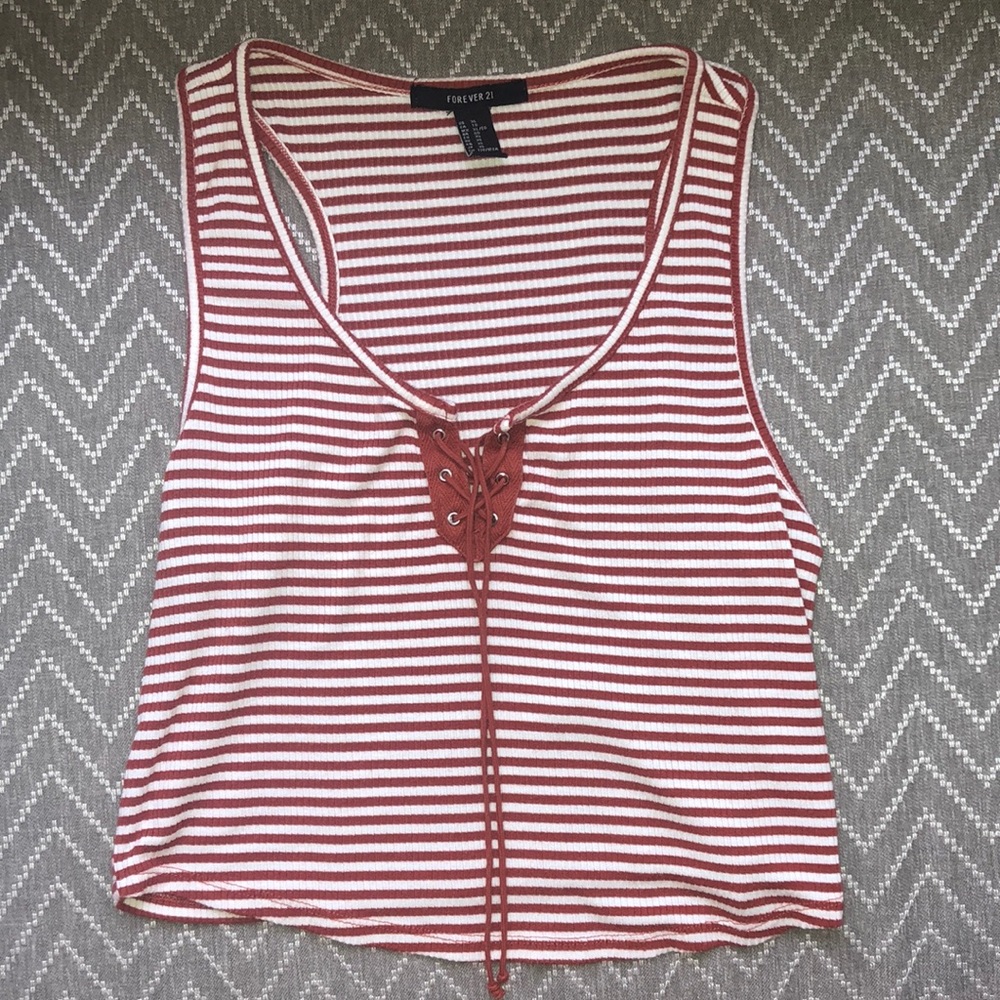 Striped Lace-Up Tank Top